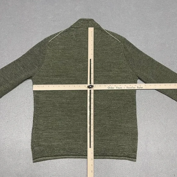 Tommy Bahama Sweater Mens Medium Green  Herringbone Knit Pima Cotton 1/4 Zip - Picture 8 of 11